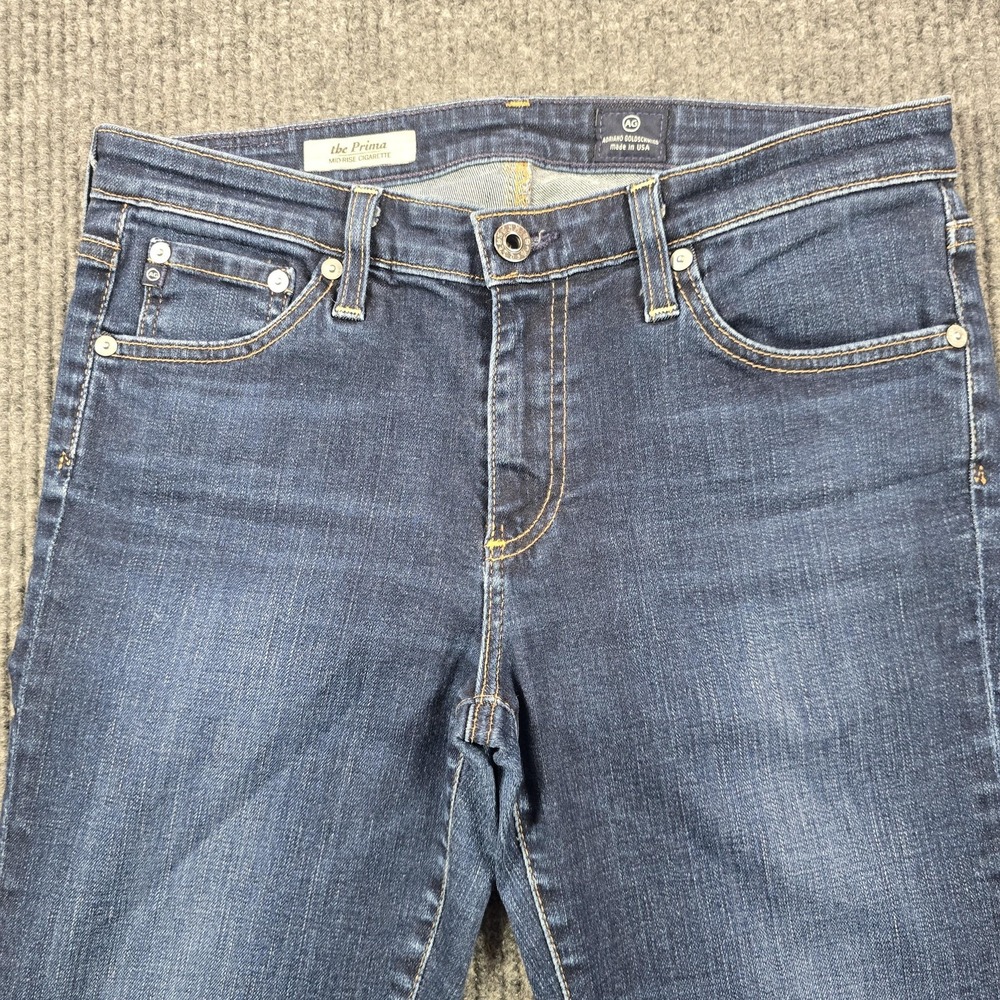 AG Adriano Goldschmied Jeans Womens 27R Blue The Prima Mid Rise Cigarette Denim‎